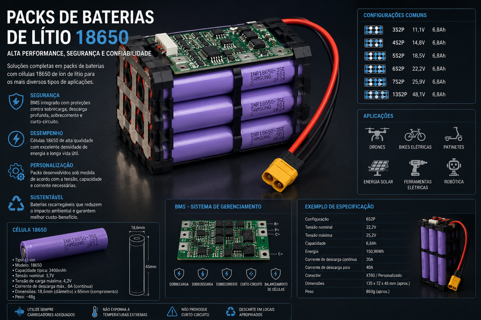 Pack de baterias de lítio